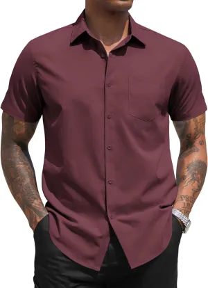 COOFANDY Men's Dress Shirts Short Sleeve Business Casual Regular Fit Button Down Shirts with Pocket