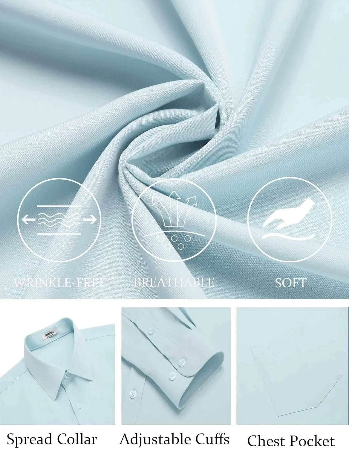 COOFANDY Mens Dress Shirts Wrinkle Free Long Sleeve Button Down Shirt Formal Business Shirts