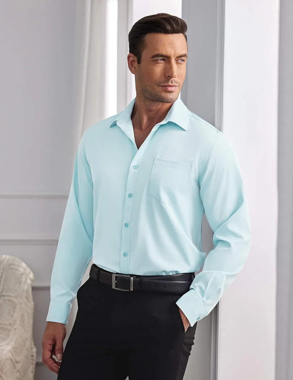 COOFANDY Mens Dress Shirts Wrinkle Free Long Sleeve Button Down Shirt Formal Business Shirts