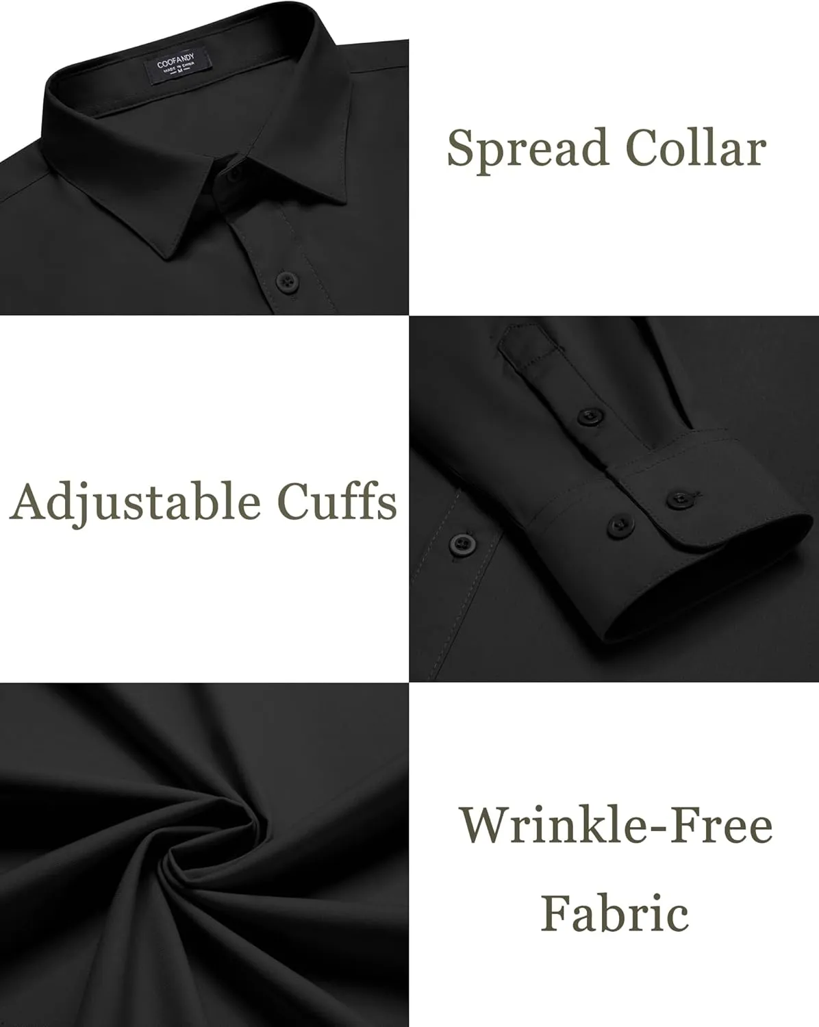 COOFANDY Mens Dress Shirts Wrinkle Free Long Sleeve Button Down Shirts Formal Business Shirt