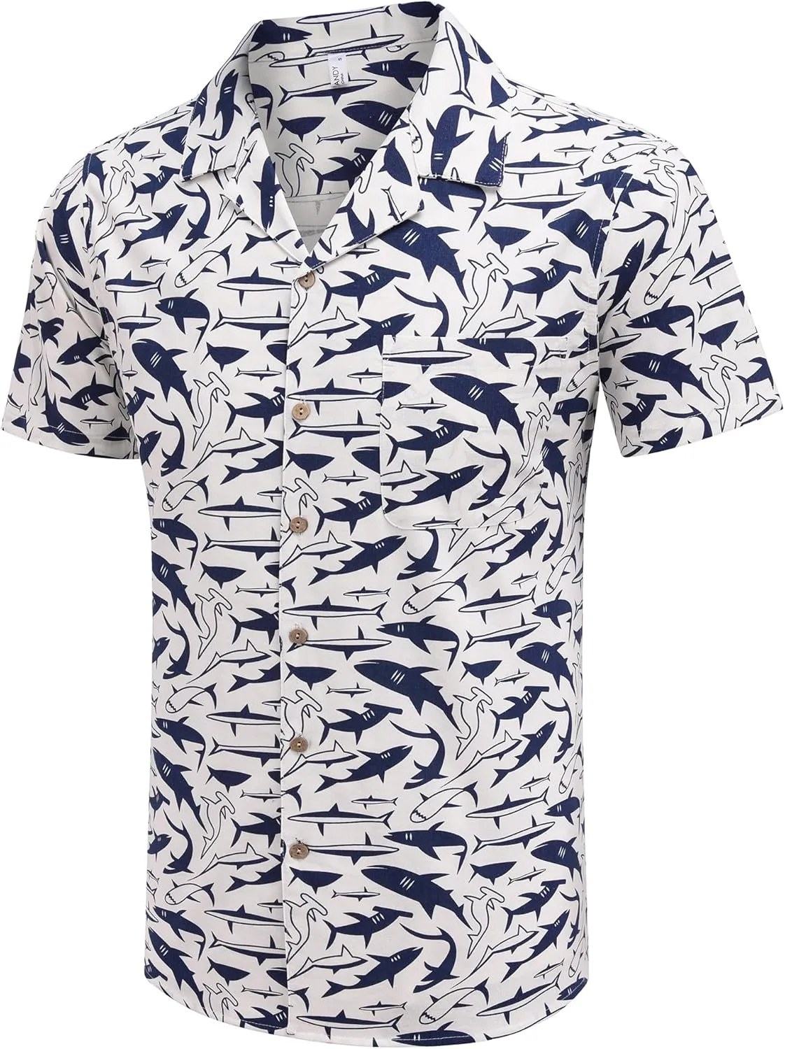 COOFANDY Men's Hawaiian Floral Shirts Cotton Linen Button Down Tropical Holiday Beach Shirts