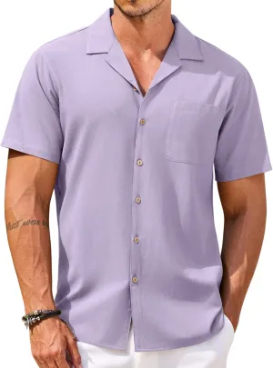 COOFANDY Men's Hawaiian Floral Shirts Cotton Linen Button Down Tropical Holiday Beach Shirts