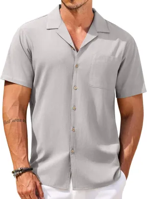COOFANDY Men's Hawaiian Floral Shirts Cotton Linen Button Down Tropical Holiday Beach Shirts