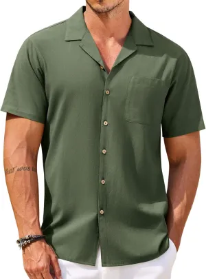 COOFANDY Men's Hawaiian Floral Shirts Cotton Linen Button Down Tropical Holiday Beach Shirts
