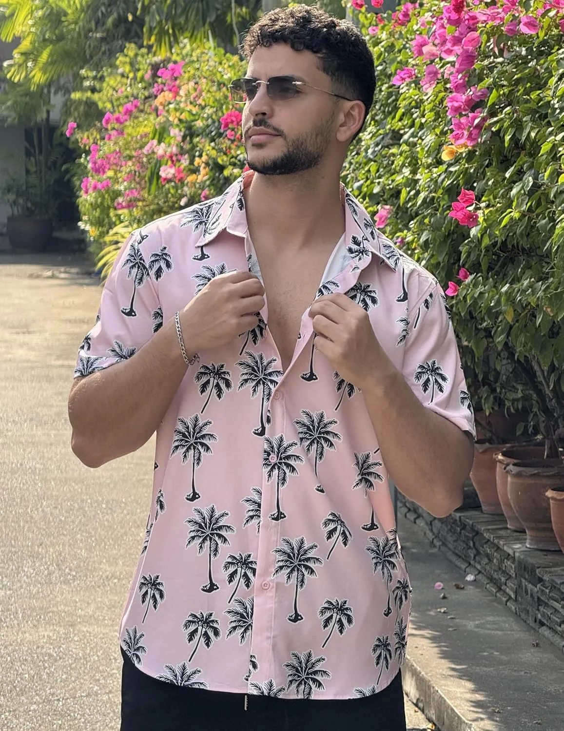 COOFANDY Mens Hawaiian Shirt Short Sleeve Button Down Shirts Tropical Floral Summer Beach Shirts