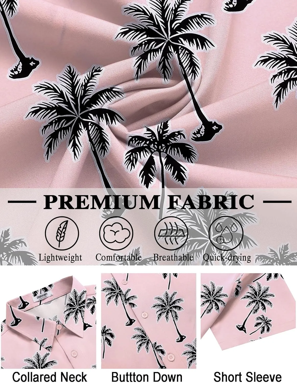 COOFANDY Mens Hawaiian Shirt Short Sleeve Button Down Shirts Tropical Floral Summer Beach Shirts