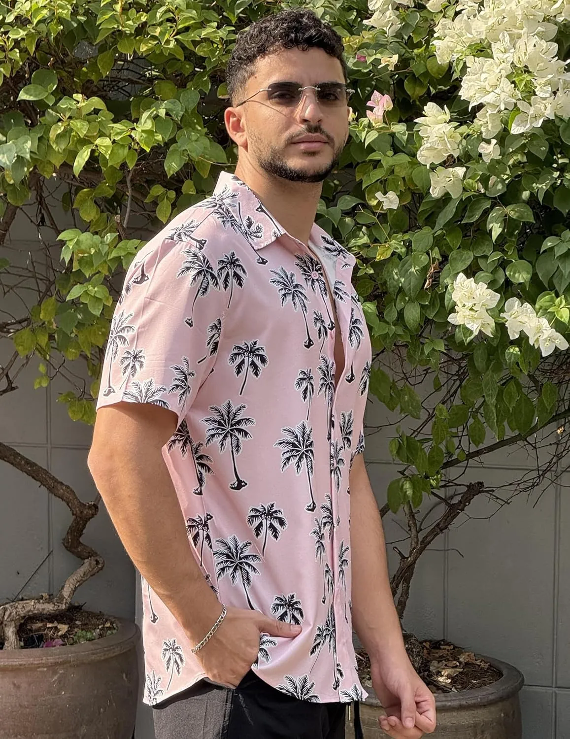 COOFANDY Mens Hawaiian Shirt Short Sleeve Button Down Shirts Tropical Floral Summer Beach Shirts