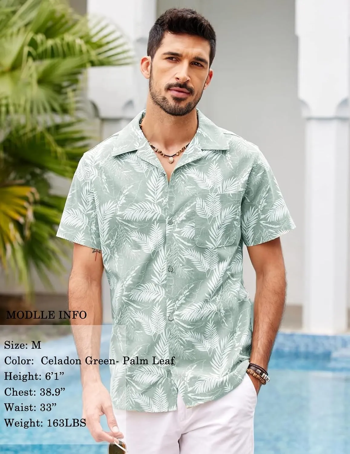 COOFANDY Mens Hawaiian Shirt Short Sleeve Buttoon Down Shirts Casual Tropical Floral Summer Linen Shirts