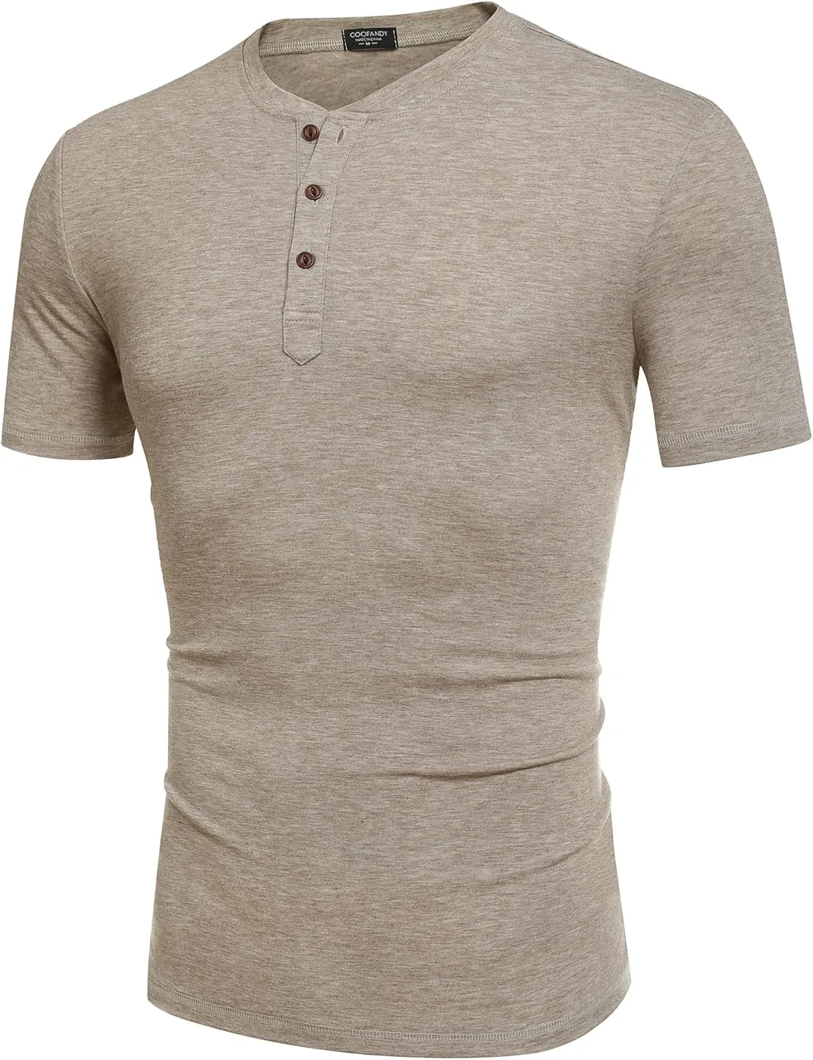 COOFANDY Men's Henley Shirts Short Sleeve Casual Basic Tee Summer Button Henley Soild T Shirts