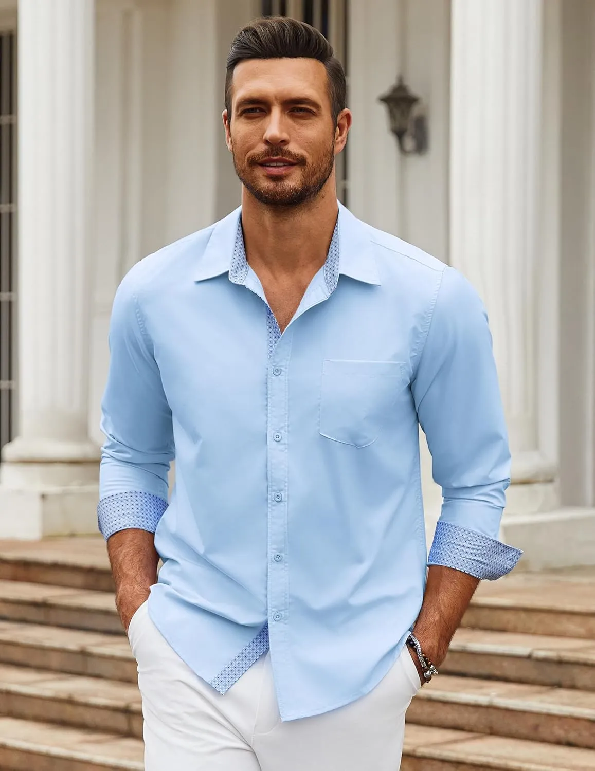 COOFANDY Men's Long Sleeve Button Down Dress Shirts Business Casual Wrinkle Free Untucked Shirts