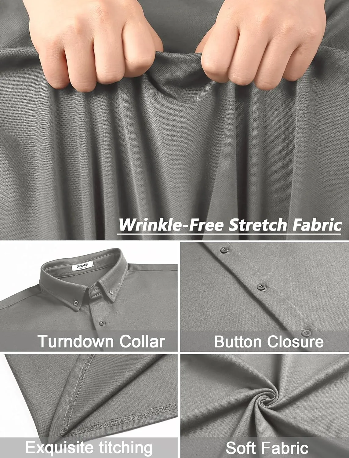 COOFANDY Mens Long Sleeve Wrinkle Free Shirts Stretch Dress Shirts Regular Fit Button Down Shirt