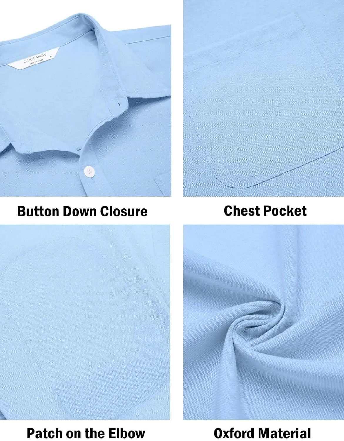 COOFANDY Men's Oxford Shirt Long Sleeve Casual Button Down Shirts Regular Fit Dress Shirts