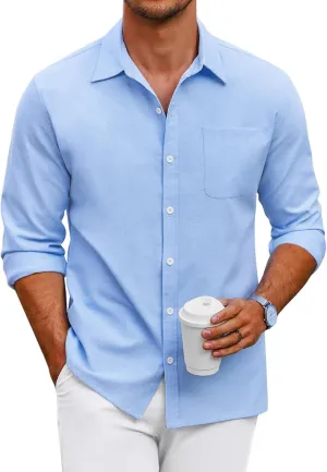 COOFANDY Men's Oxford Shirt Long Sleeve Casual Button Down Shirts Regular Fit Dress Shirts
