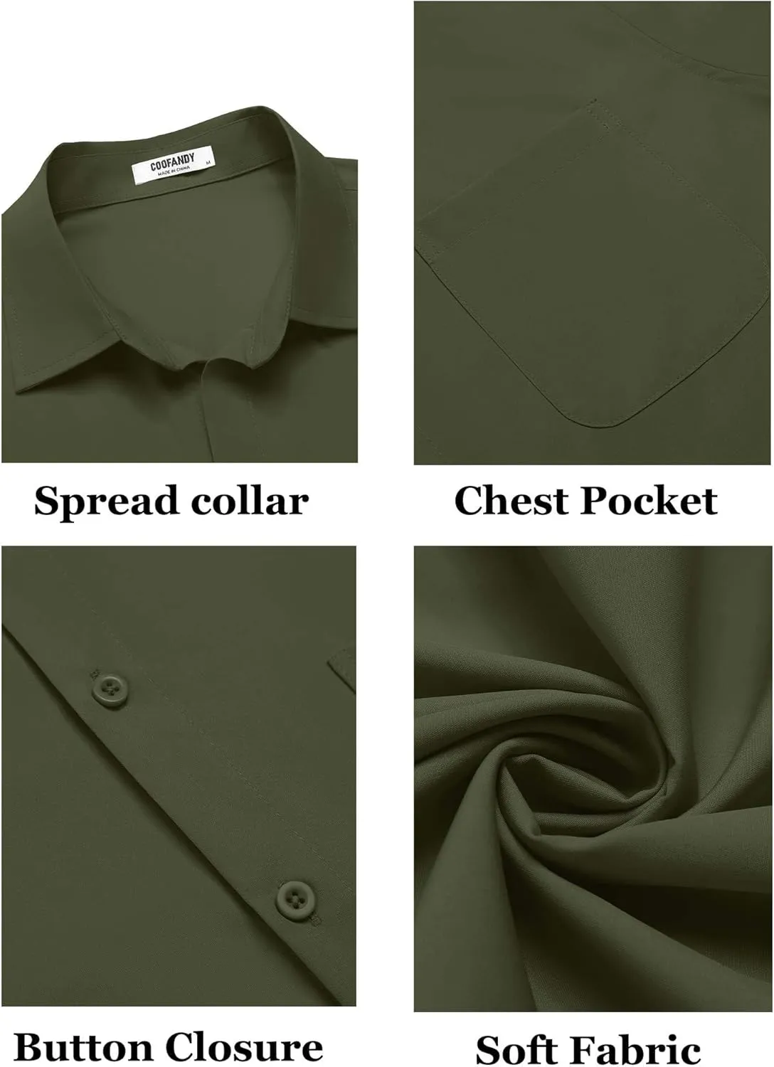 COOFANDY Mens Short Sleeve Button Down Shirts Casual Dress Shirt Untucked Shirts with Pocket