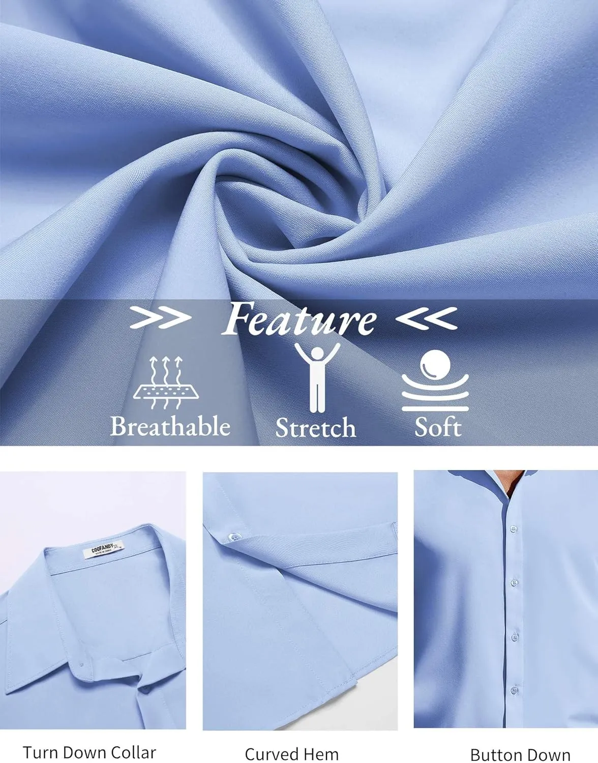 COOFANDY Mens Short Sleeve Button Down Shirts Casual Summer Shirt Untucked Dress Shirts