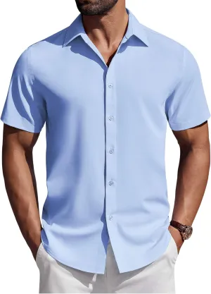 COOFANDY Mens Short Sleeve Button Down Shirts Casual Summer Shirt Untucked Dress Shirts