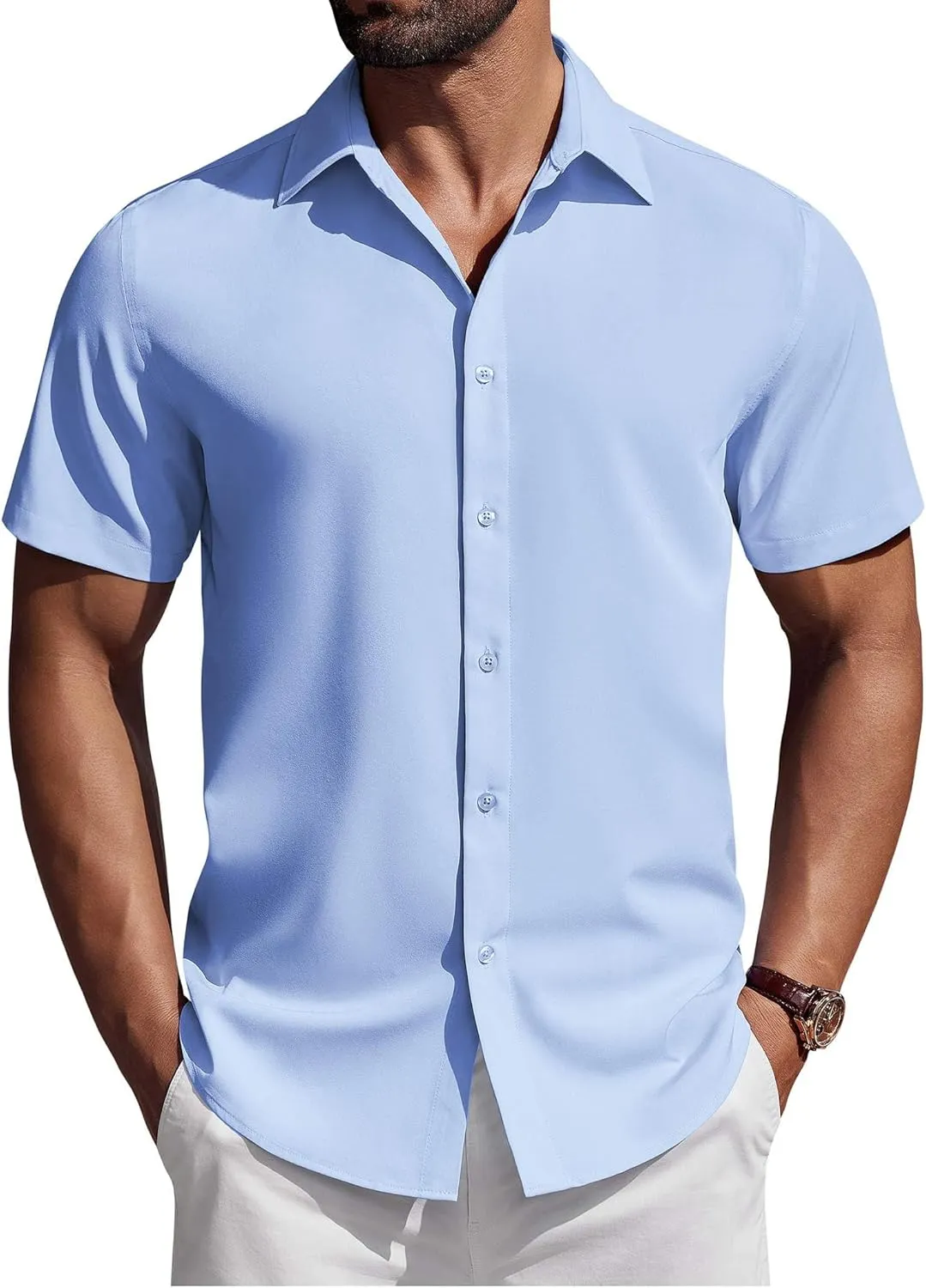 COOFANDY Mens Short Sleeve Button Down Shirts Casual Summer Shirt Untucked Dress Shirts