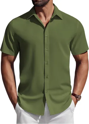 COOFANDY Mens Short Sleeve Button Down Shirts Casual Summer Shirt Untucked Dress Shirts