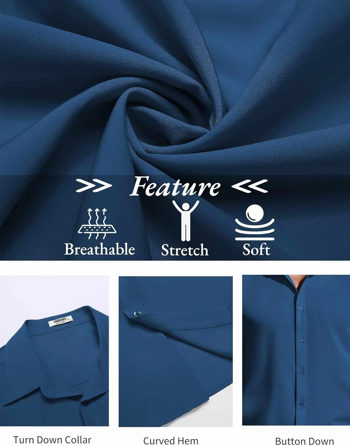 COOFANDY Mens Short Sleeve Button Down Shirts Casual Summer Shirt Untucked Dress Shirts