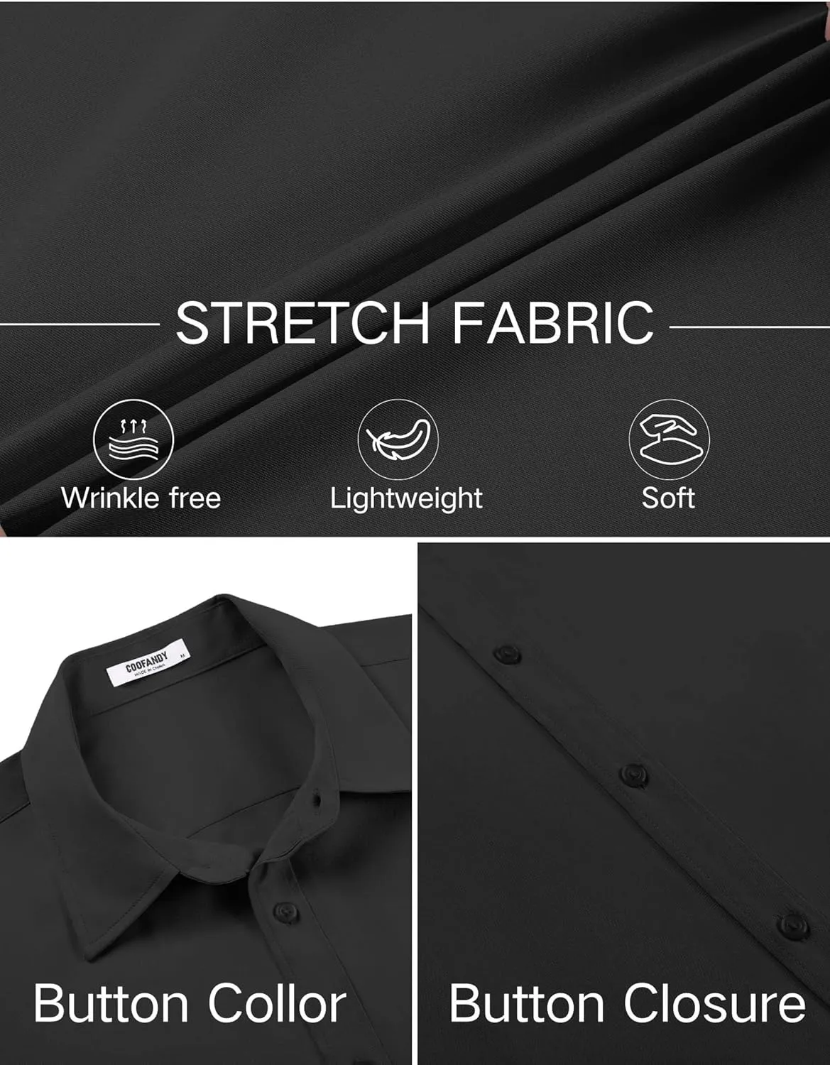 COOFANDY Men's Stretch Dress Shirts Short Sleeve Wrinkle Free Casual Button Down Shirts