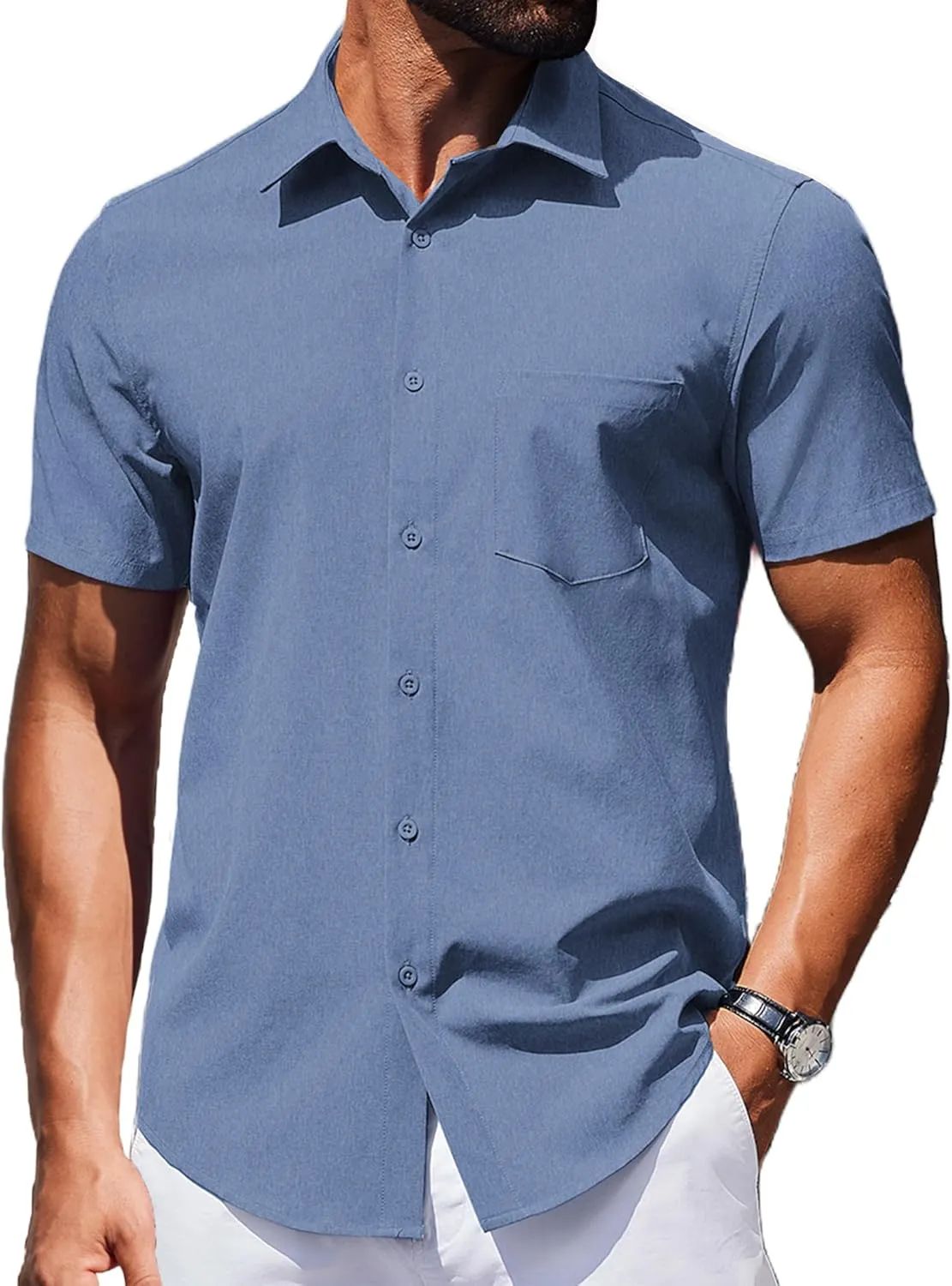COOFANDY Mens Wrinkle Free Shirts 2025 Short Sleeve Casual Button Down Summer Dress Shirts
