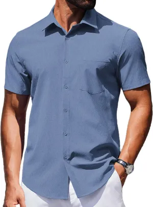 COOFANDY Mens Wrinkle Free Shirts 2025 Short Sleeve Casual Button Down Summer Dress Shirts