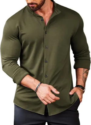 COOFANDY Mens's Long Sleeve Button Up Shirts Athletic Fitted Dress Shirts Silm Fit