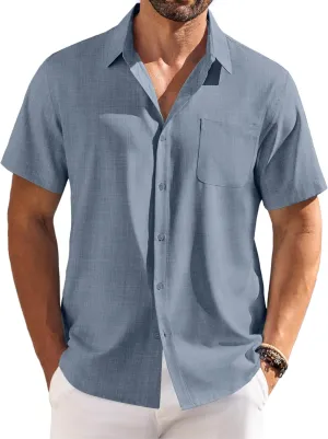 COOFANDY Shirts for Men Short Sleeve Button Down Shirt Casual Summer Beach Shirts