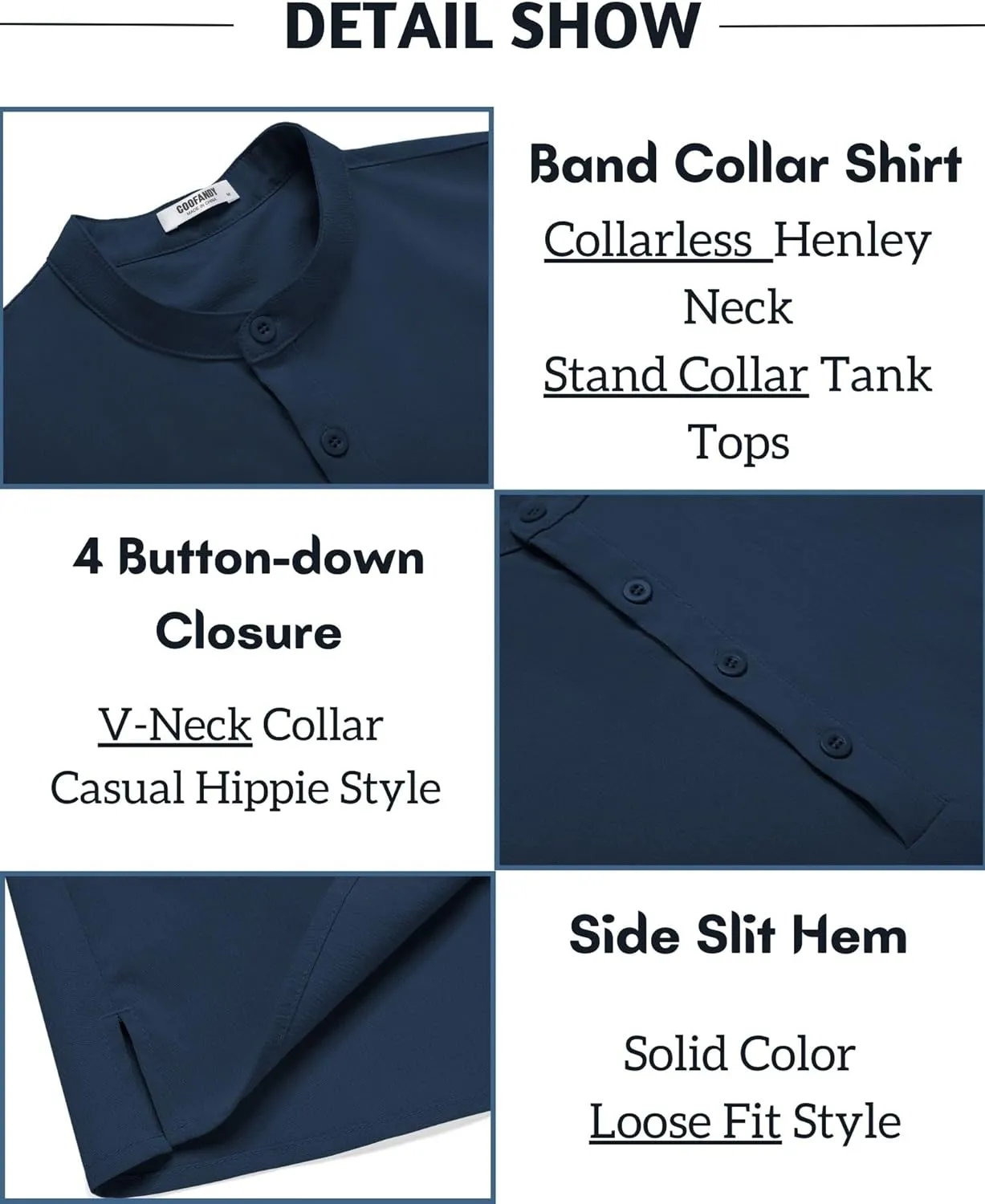 COOFANDY Sleeveless Beach Shirts for Men Summer Tank Shirts Casual Henley Tank Top