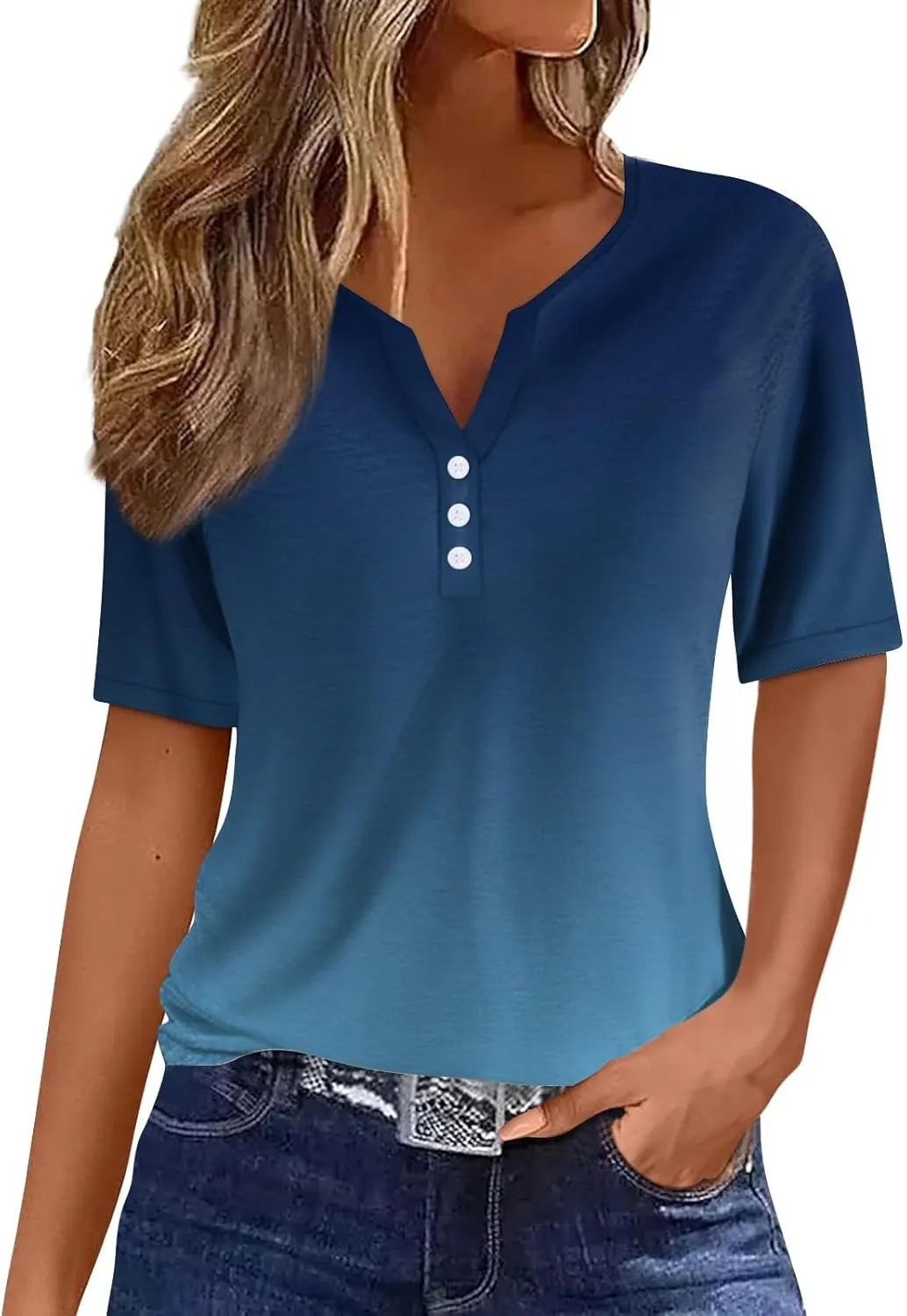 COTECRAM Summer Tops for Women 2025 Vacation Trendy V Neck Boho Short Sleeve Shirts Casual Loose Comfy Tunics