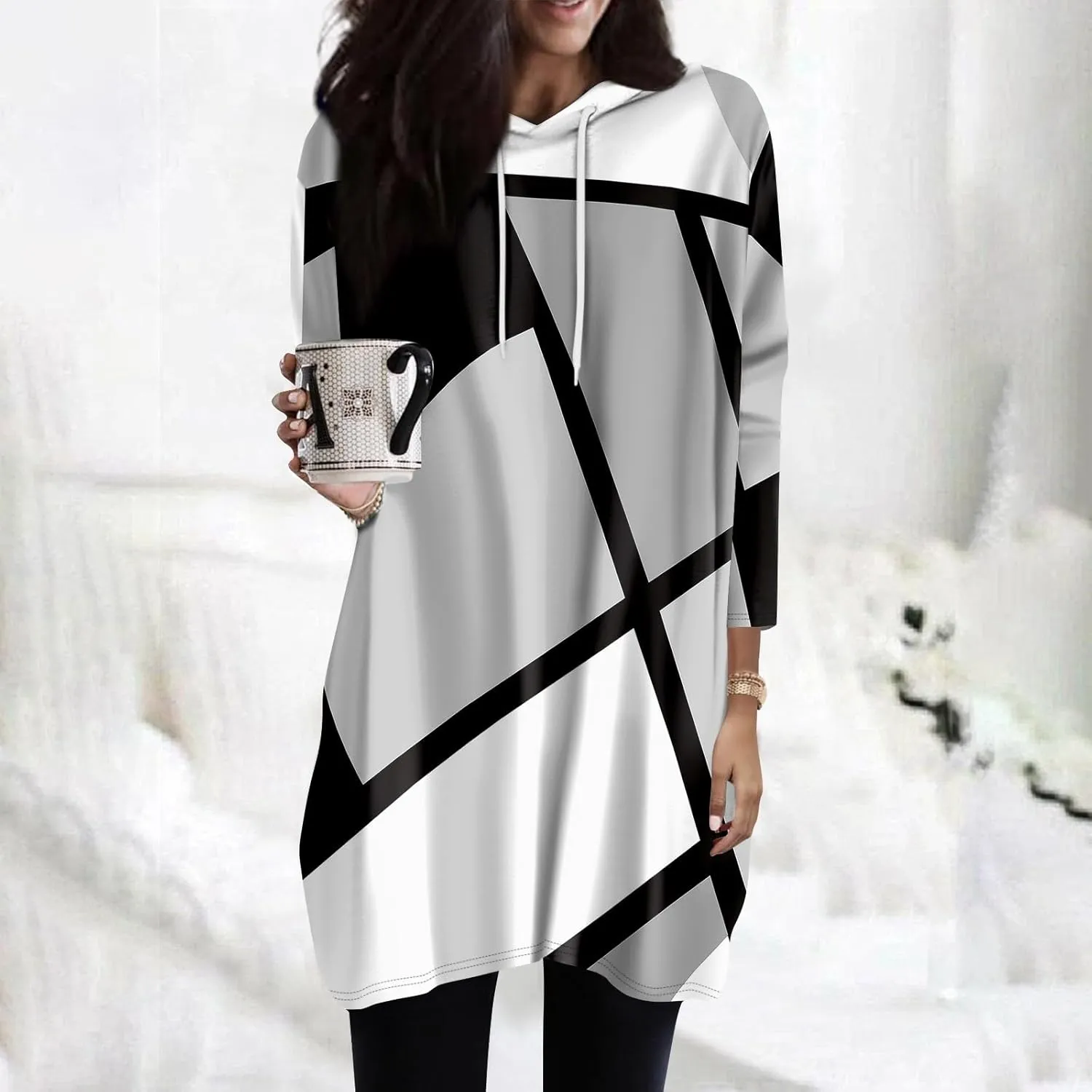 COTECRAM Womens Fall Oversized Hoodies 3/4 Length Sleeve Casual Shirts Fashion Tunic Tops Lightweight Pullover with Pockets