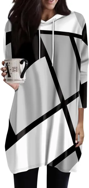 COTECRAM Womens Fall Oversized Hoodies 3/4 Length Sleeve Casual Shirts Fashion Tunic Tops Lightweight Pullover with Pockets