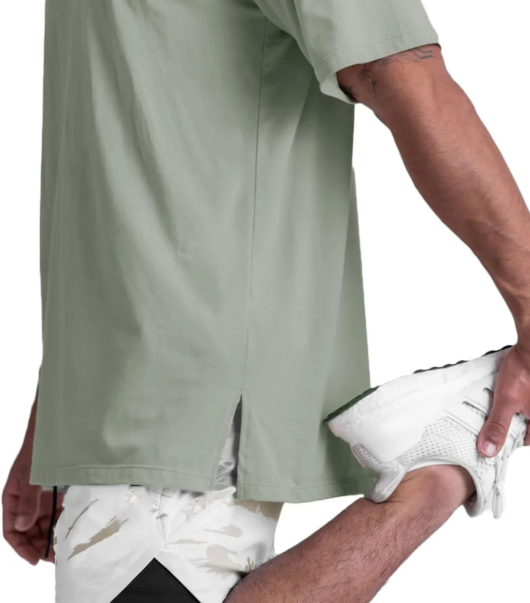Cotton Gym Shirts Oversized Athletic Loose Workout t Shirts Short Sleeve for Men T68N