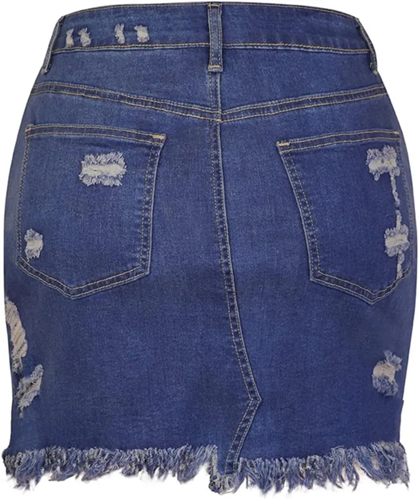 Daysskk Jean Skirt for Women Casual Denim Mini Skirt Summer A-Line