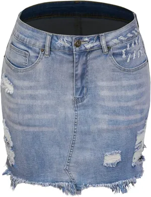 Daysskk Jean Skirt for Women Casual Denim Mini Skirt Summer A-Line