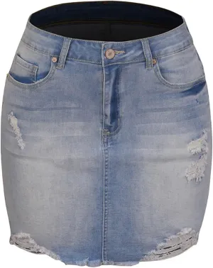 Daysskk Jean Skirt for Women Casual Denim Mini Skirt Summer A-Line