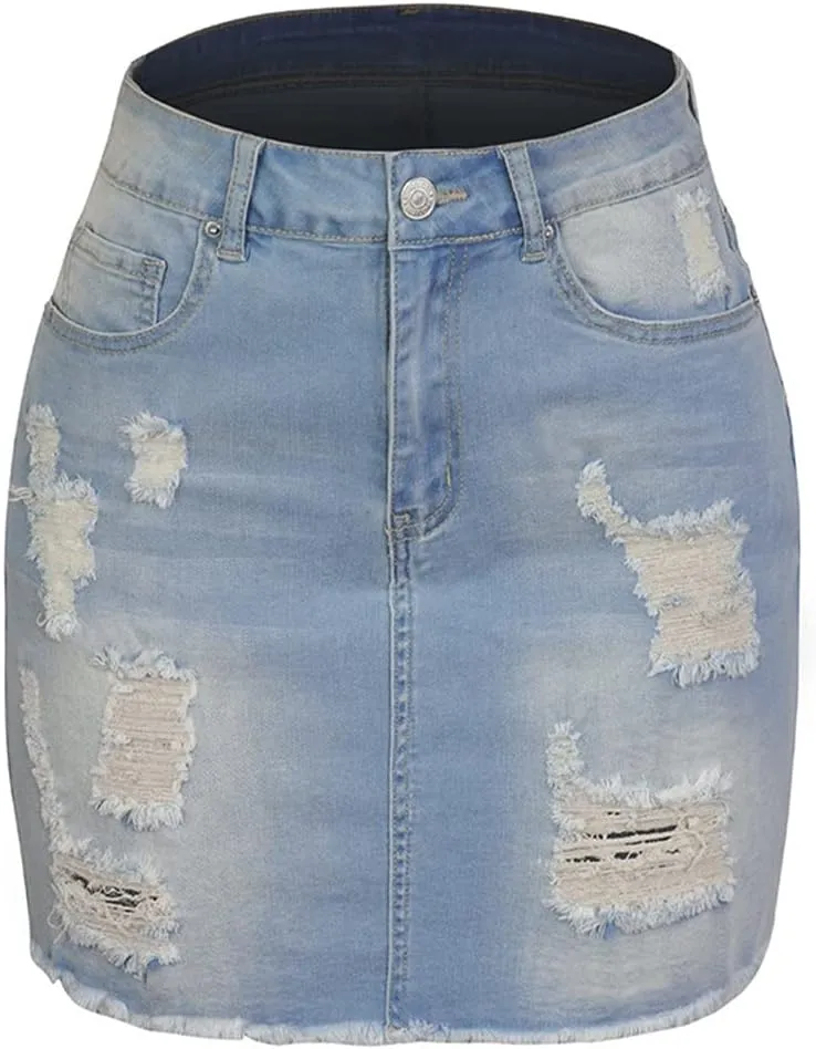 Daysskk Jean Skirt for Women Casual Denim Mini Skirt Summer A-Line