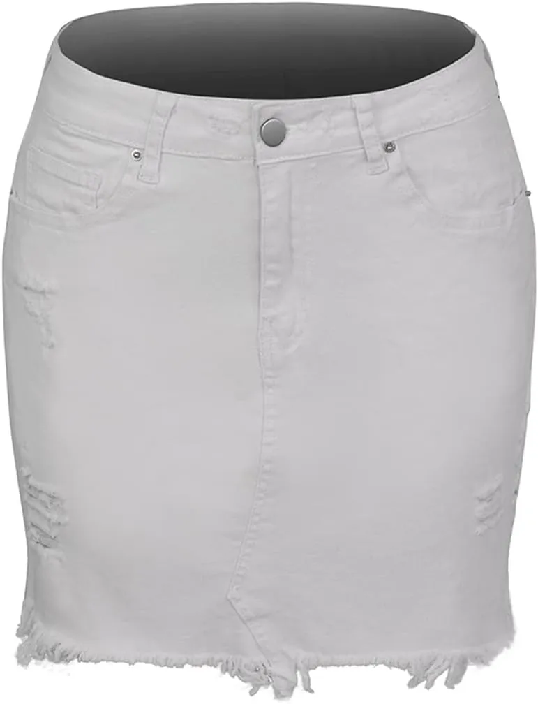 Daysskk Jean Skirt for Women Casual Denim Mini Skirt Summer A-Line