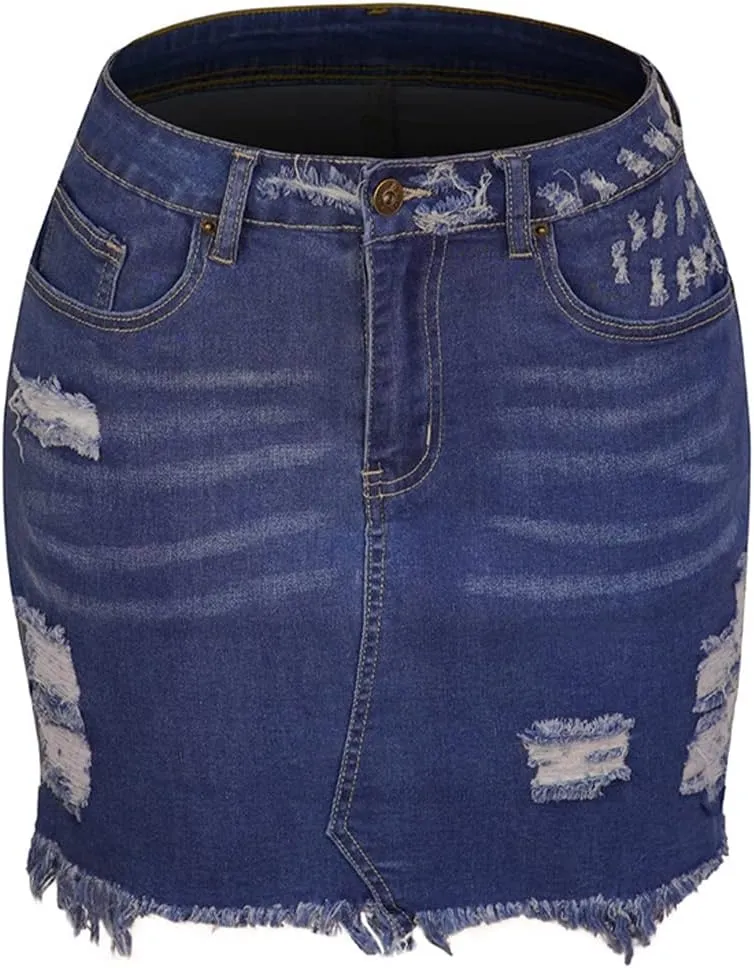 Daysskk Jean Skirt for Women Casual Denim Mini Skirt Summer A-Line
