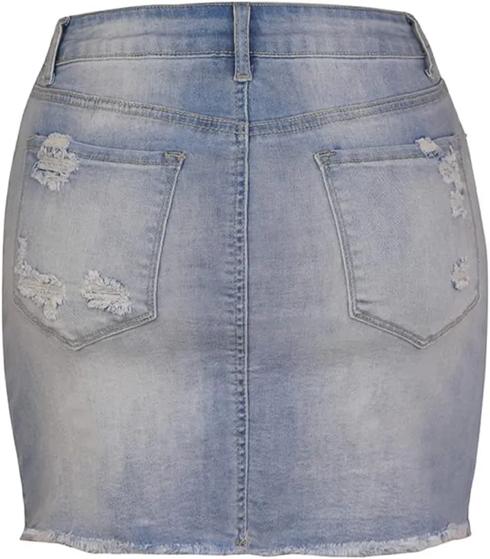 Daysskk Jean Skirt for Women Casual Denim Mini Skirt Summer A-Line