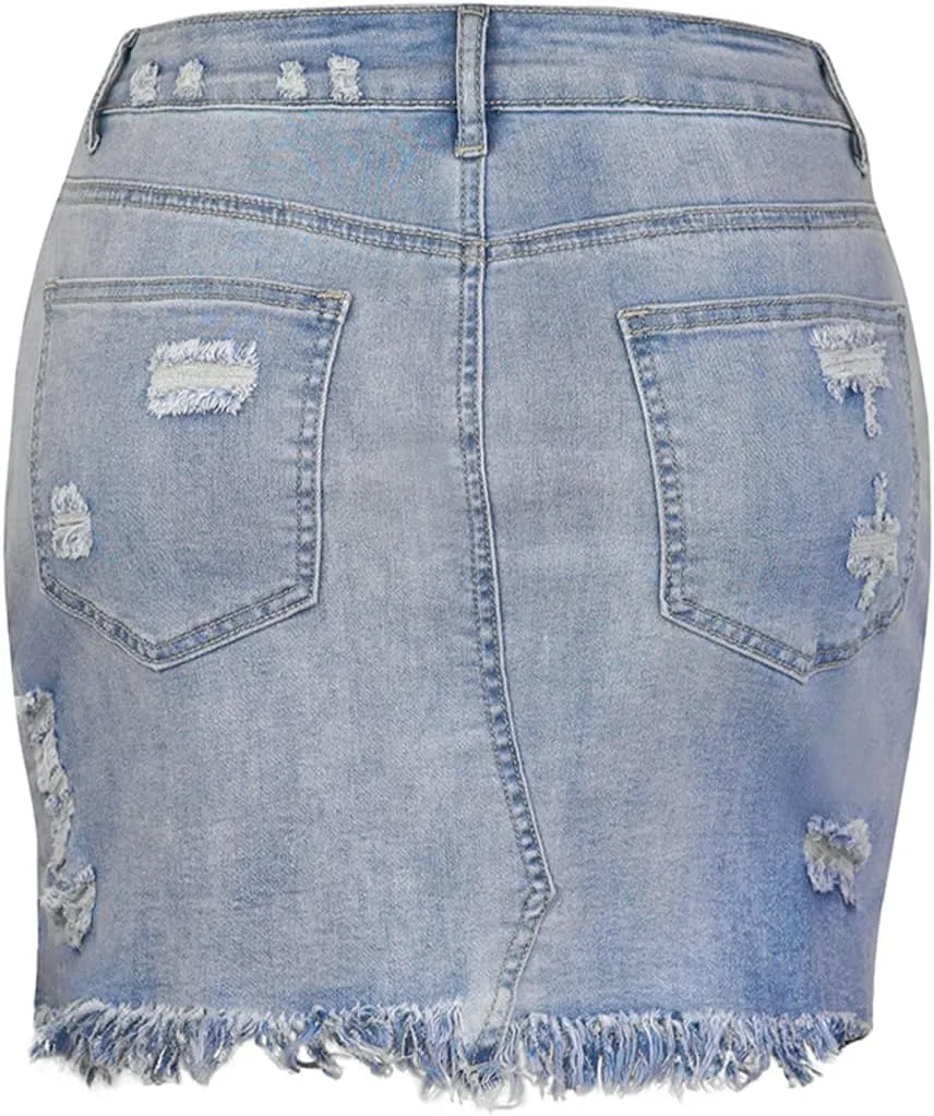 Daysskk Jean Skirt for Women Casual Denim Mini Skirt Summer A-Line