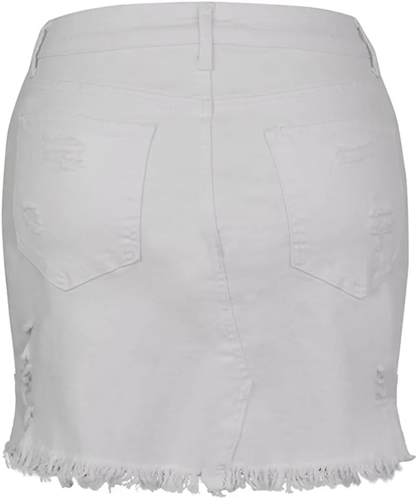 Daysskk Jean Skirt for Women Casual Denim Mini Skirt Summer A-Line