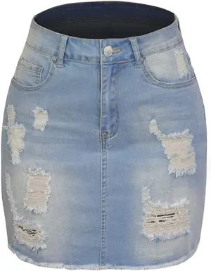 Daysskk Jean Skirt for Women Casual Denim Mini Skirt Summer A-Line