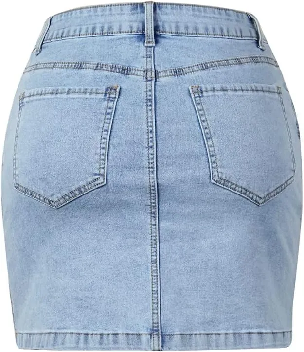 Daysskk Jean Skirt for Women Casual Denim Mini Skirt Summer A-Line
