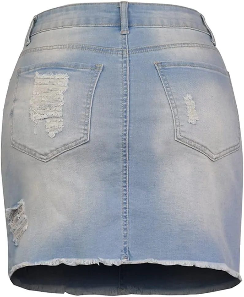 Daysskk Jean Skirt for Women Casual Denim Mini Skirt Summer A-Line