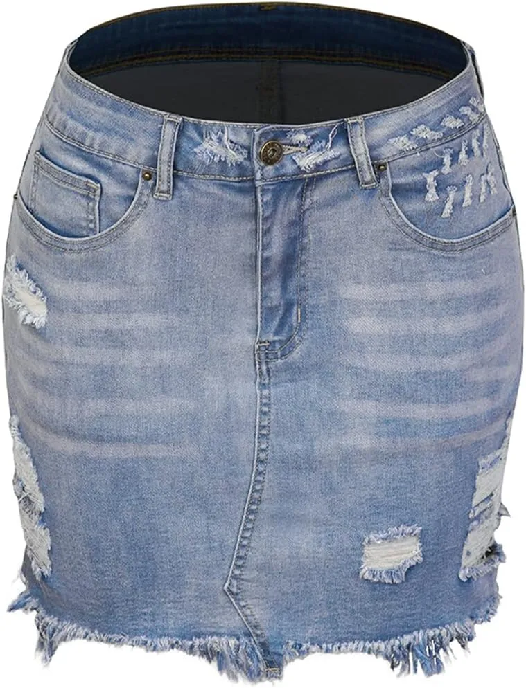 Daysskk Jean Skirt for Women Casual Denim Mini Skirt Summer A-Line