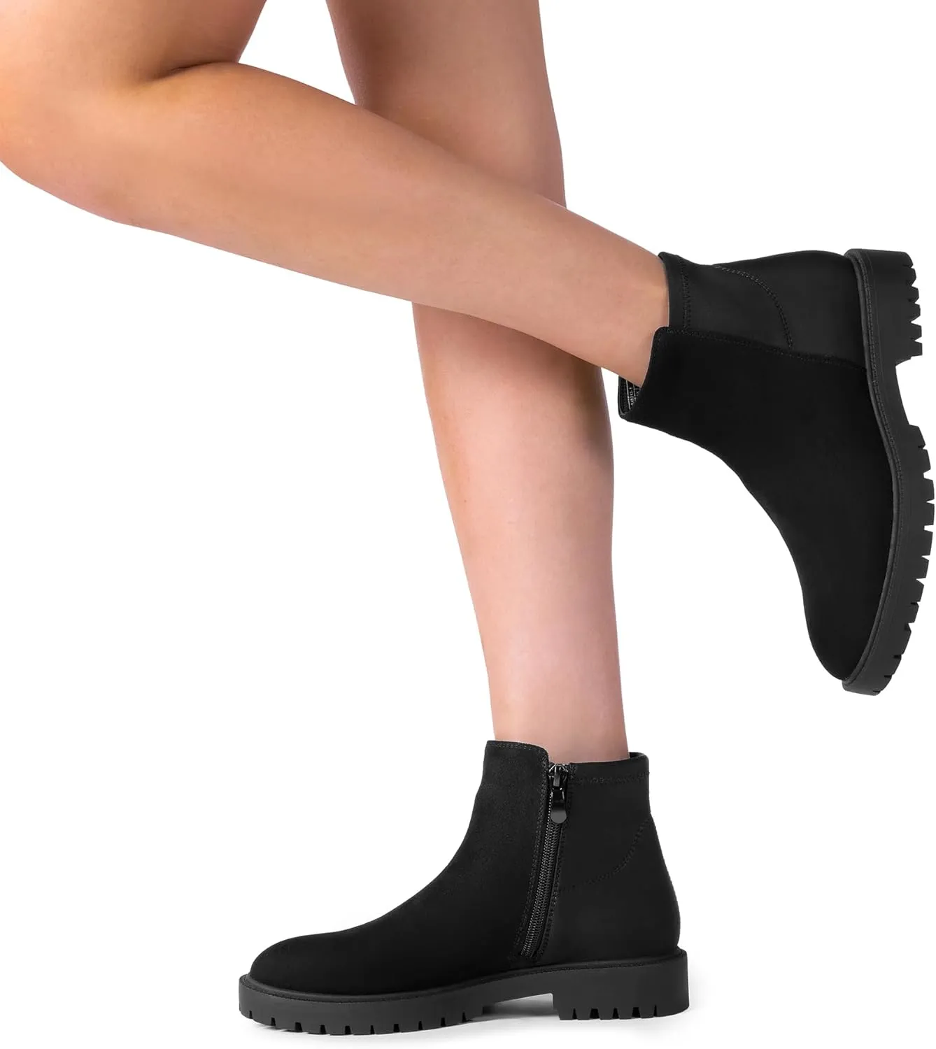 DREAM PAIRS Women's Low Heel Chelsea Ankle Boots Fashion Slip On Elastic Fall Booties Shoes