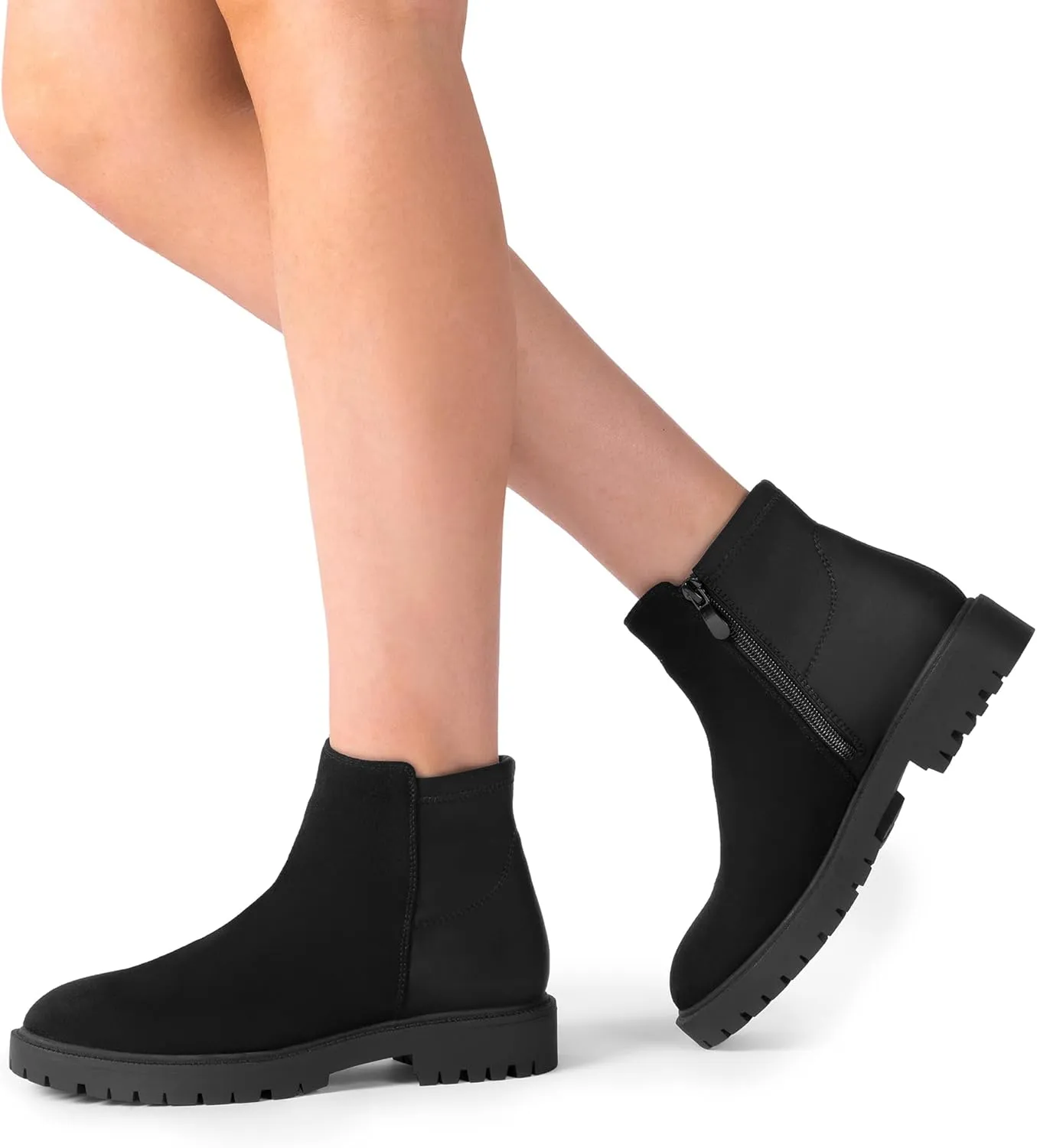 DREAM PAIRS Women's Low Heel Chelsea Ankle Boots Fashion Slip On Elastic Fall Booties Shoes
