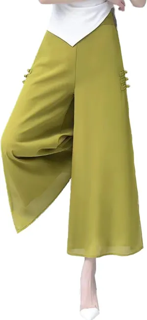 Femiserah Women's High Waist Chiffon Wide Leg Long Palazzo Pants Casual Flowy Business Trousers