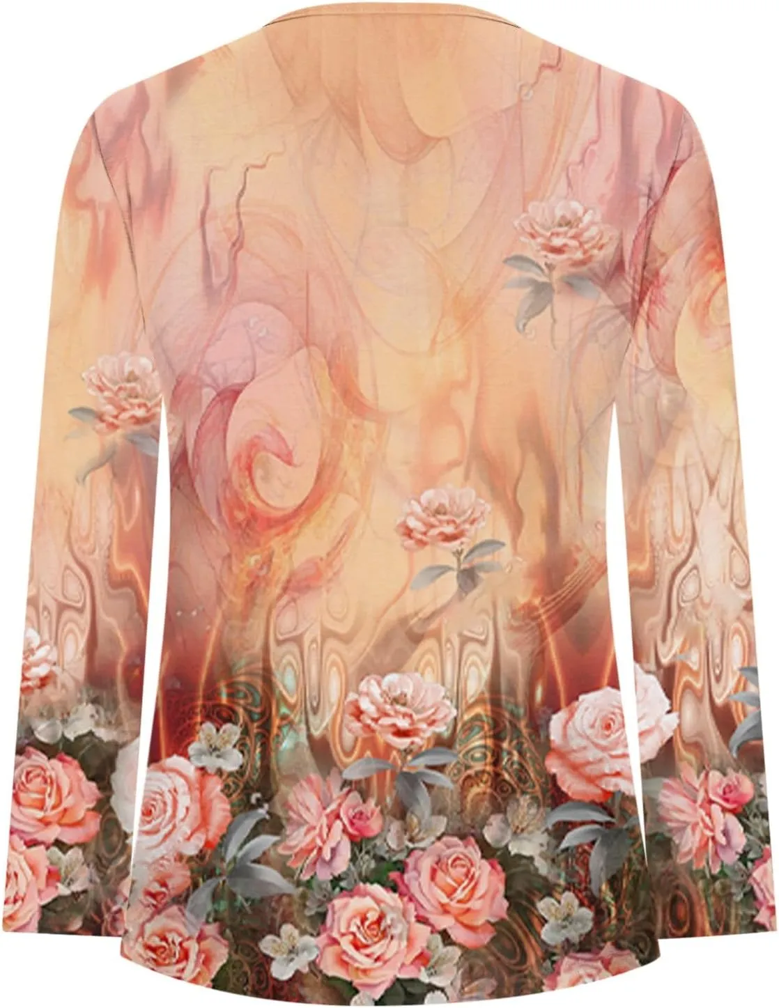 Flowy Tops for Women Empire Waist Vintage Floral Print Boho Tunic Tops Causal Long Sleeve Button Down Bohemian Shirts